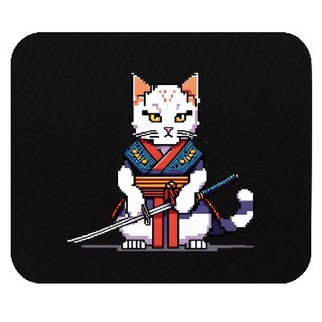 Discover Pixel Samurai Cat Warrior Mouse Pads