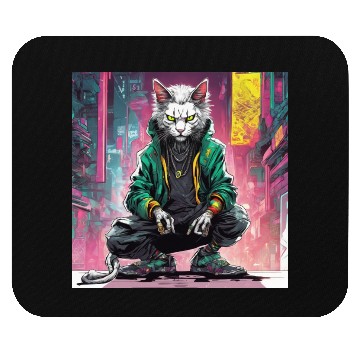 Discover Urban Cyberpunk Cat Rebel Mouse Pads