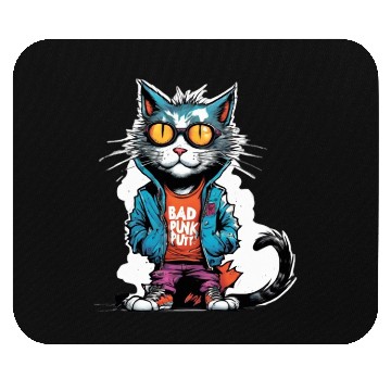 Discover Punk Bad Cat with Sunglasses Mouse Pads