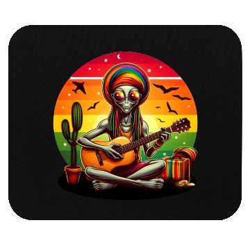 Discover Alien playing Guitar Hippie Mouse Pads