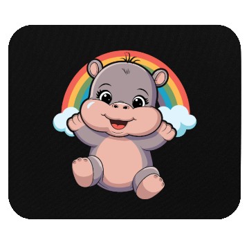 Discover Happy Hippo with Rainbow Smiles Mouse Pads