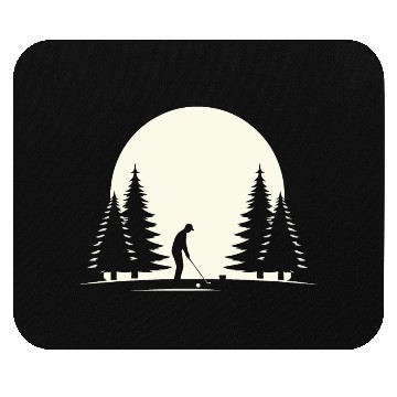Discover Monochrome Golf Scene – Player Amongst Pine Trees Mouse Pads