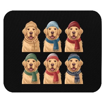 Discover Winter Cute Golden Retriever Mouse Pads