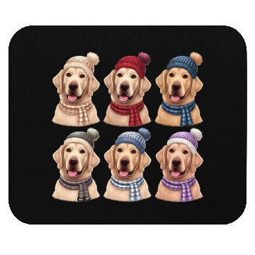 Discover Winter Cute Golden Retriever Christmas Mouse Pads