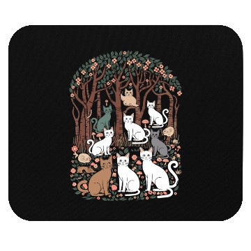 Discover Cottagecore Cats in enchanting Forest Mouse Pads