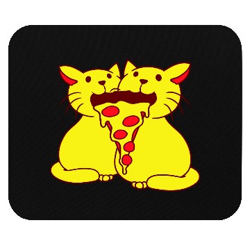 Discover 2 Cats Food Salami Pizza Fast Food Fun Hunger Team Mouse Pads
