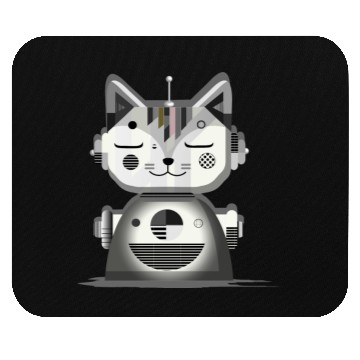 Discover Geometric Robot Cat - Creative Illustration Mouse Pads