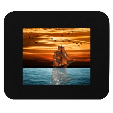 Discover Pirate ship on sea Mouse Pads