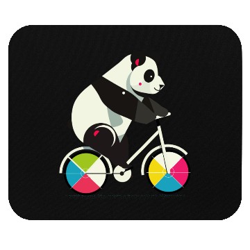 Discover Panda on a bicycle-funny and creative illustration Mouse Pads