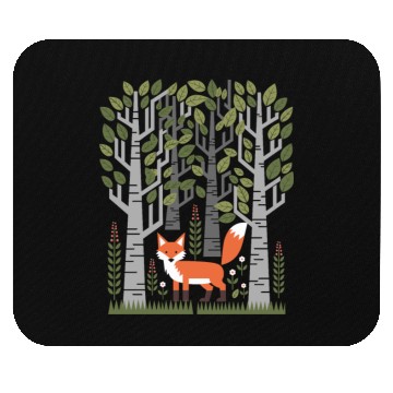 Discover Cottagecore Fox in enchanting Birch Forest Mouse Pads