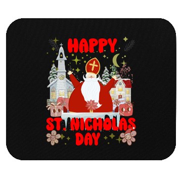 Discover Happy saint Nicholas dayretro logo Mouse Pads