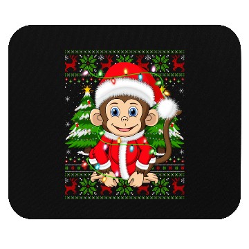 Discover Monkey Santa Hat Ugly Christmas Tree Lights Mouse Pads