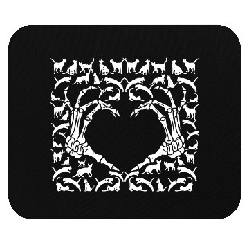 Discover Skeletal Cat-titude: A Spooky Love Mouse Pads