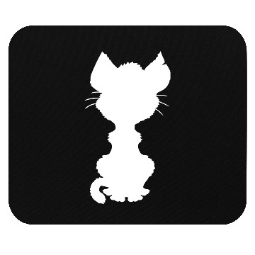 Discover Cute Sitting Cat Silhouette Kitten Shadow Outline Mouse Pads