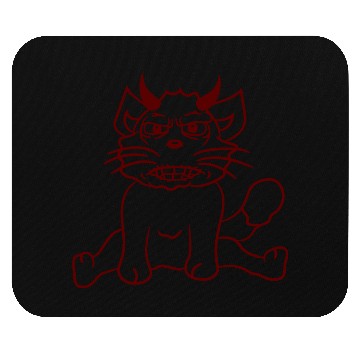 Discover Demon Monster Cat Halloween Fun Horror Devil Horns Mouse Pads