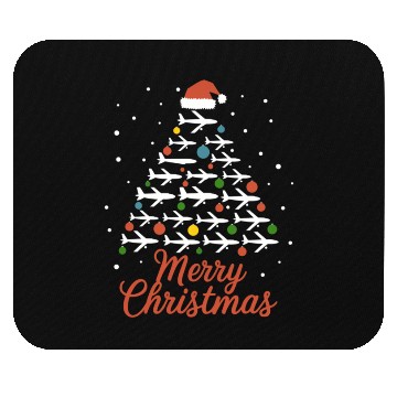 Discover Merry Christmas Airplane Tree Vacation Mouse Pads