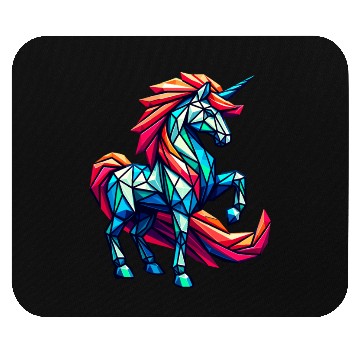 Discover Dynamic Geometric Unicorn with Rainbow Mane Mouse Pads