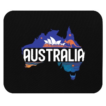Discover Australia Kangaroo & Sydney Opera House Map Mouse Pads