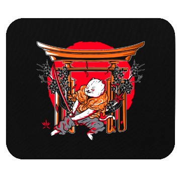 Discover Kanji Japan Katana Ninja Cat Samurai Mouse Pads