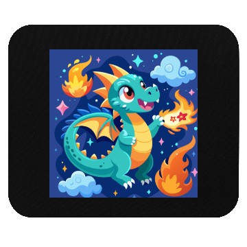 Discover "Whimsical Dragon: Fire-Breathing Fantasy Fun" Mouse Pads