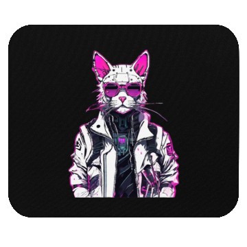 Discover Cyberpunk Cat: Neon Outlaw Mouse Pads