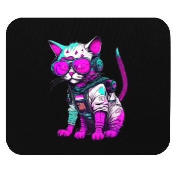 Discover Punk Space Cat with Neon Goggles Mouse Pads