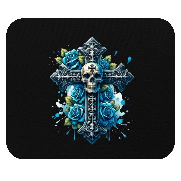 Discover Gothic Collection - Cross, Skull & Blue Roses Mouse Pads