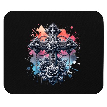 Discover Gothic Collection - Crosses Roses Pastel B/ground Mouse Pads