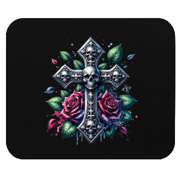 Discover Gothic Collection - Cross, Skulls & Red Roses Mouse Pads