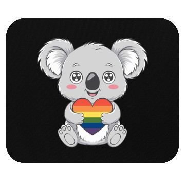 Discover Cute Koala Holding Rainbow Heart LGTBQ Pride Mouse Pads