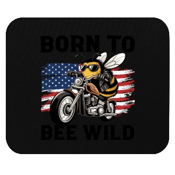 Discover Funny Saying Born to Bee Wild US Flag Motorcycle Mouse Pads