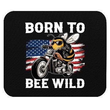 Discover Funny Saying Born to Bee Wild US Flag Motorcycle Mouse Pads