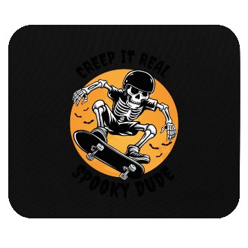 Discover Funny Halloween Design Skeleton Skateboarder Mouse Pads