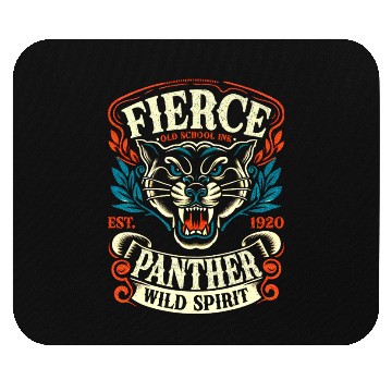 Discover Fierce Panther Old School Tattoo Wild Mouse Pads