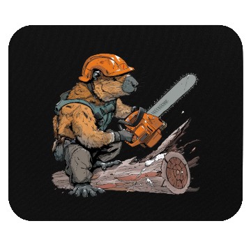 Discover Beaver Lumberjack Chainsaw Mouse Pads