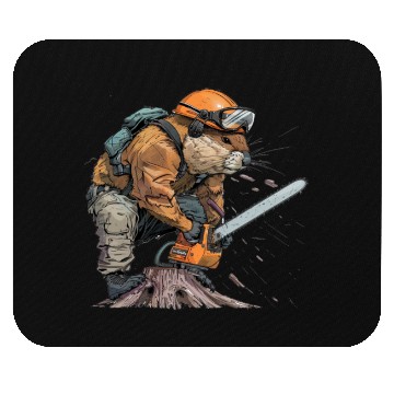 Discover Beaver Lumberjack Chainsaw Mouse Pads