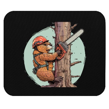 Discover Beaver Lumberjack Chainsaw Mouse Pads