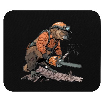 Discover Beaver Lumberjack Chainsaw Mouse Pads