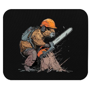 Discover Beaver Lumberjack Chainsaw Mouse Pads