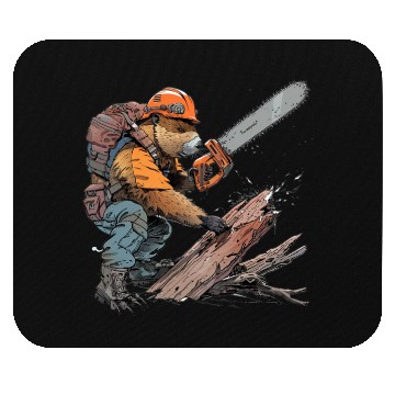 Discover Beaver Lumberjack Chainsaw Mouse Pads