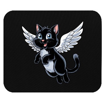 Discover Black Cat with Angel Wings Mouse Pads