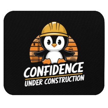 Discover Self-Confidence Penguin Under Construction Mouse Pads