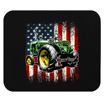 Discover Farmer Tractor Driver US Flag Independence Day Mouse Pads