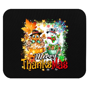 Discover Merry Thanksmas Turkey Snowman Coffee latte cup Mouse Pads