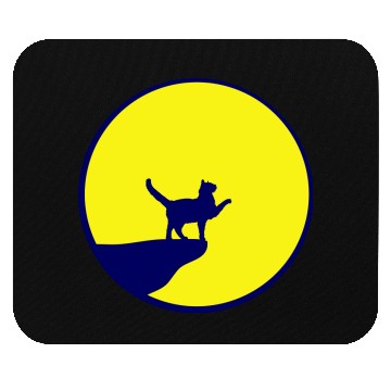 Discover Cat Moon Cliff At Night Werewolf Round Howling Fun Mouse Pads