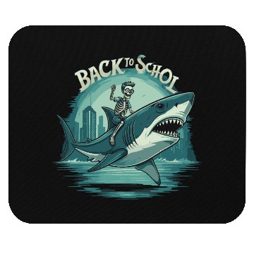 Discover Boys Skeleton Riding a Shark Back to School Mouse Pads