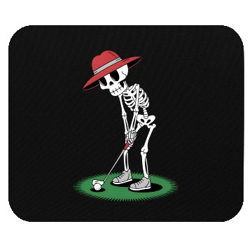 Discover Skeleton Halloween Golfer Golf Player Funny Men Mouse Pads