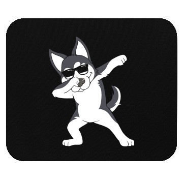 Discover Cute Siberian Husky Dabbing Dog With Sunglasses Mouse Pads
