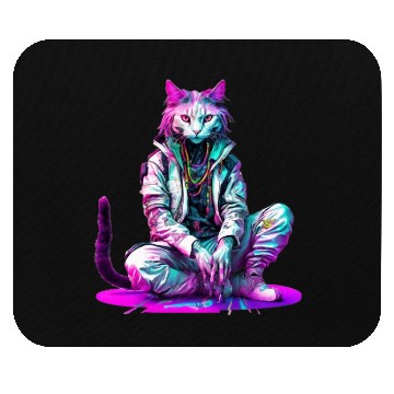 Discover Cyberpunk Rastafarian Cat Mouse Pads