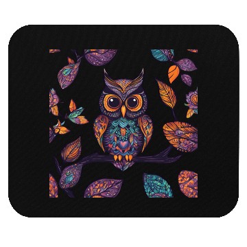 Discover Halloween Owl Alebrije and Leaves Mouse Pads